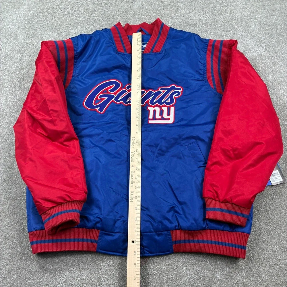NFL New‎ York Giants Ultra Game Satin Jacket Full Snap Blue Red Mens M